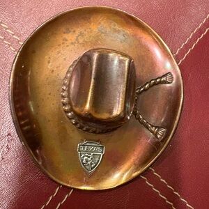 Copper Cowboy Hat Ashtray with Texas Emblem
